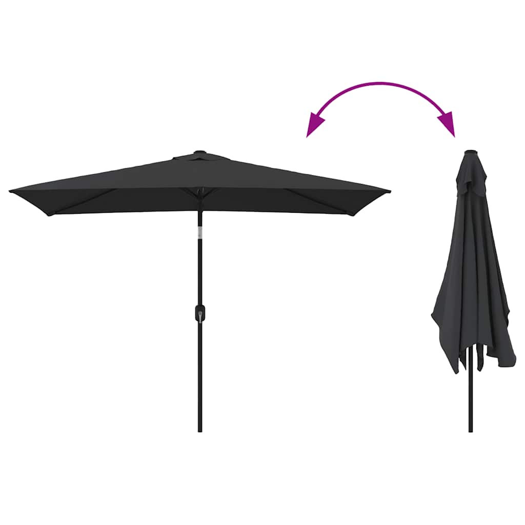 parasol 300x200 cm metalstang sort