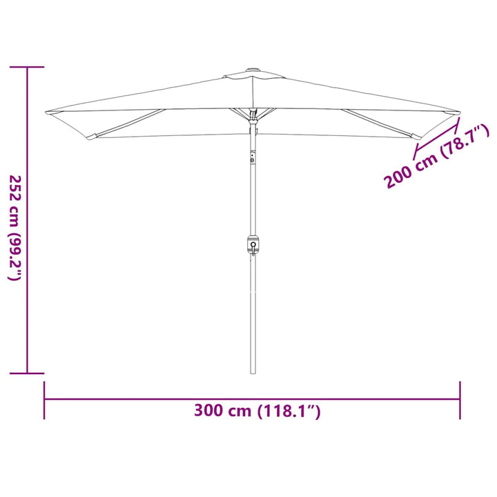 parasol 300x200 cm metalstang sort