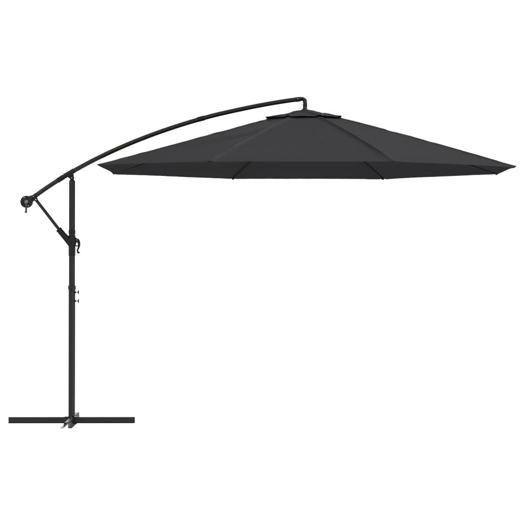 hængeparasol 350 cm aluminiumsstang sort