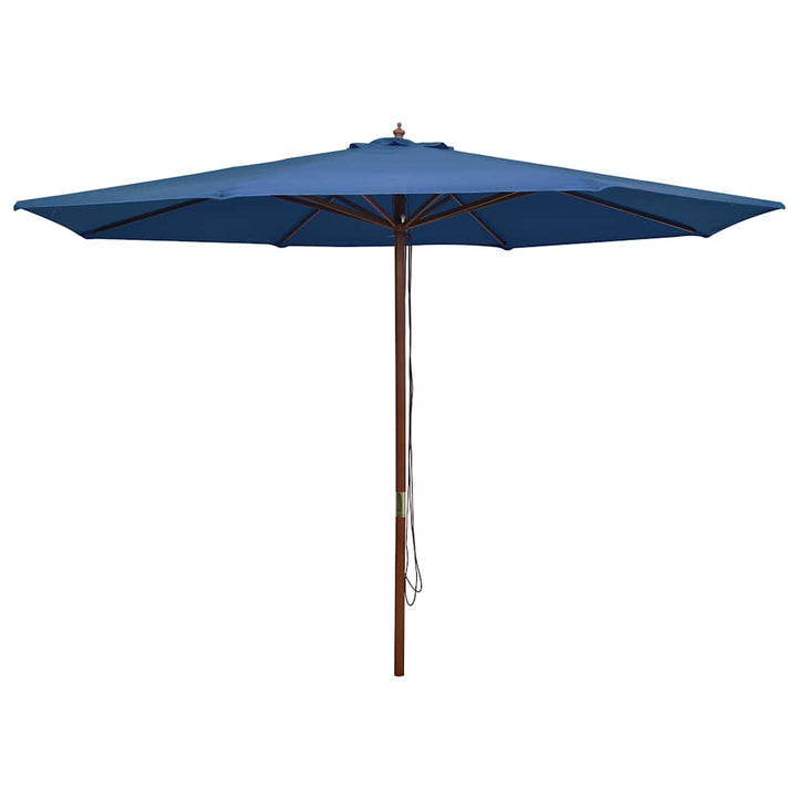 udendørs parasol med træstang 350 cm blå