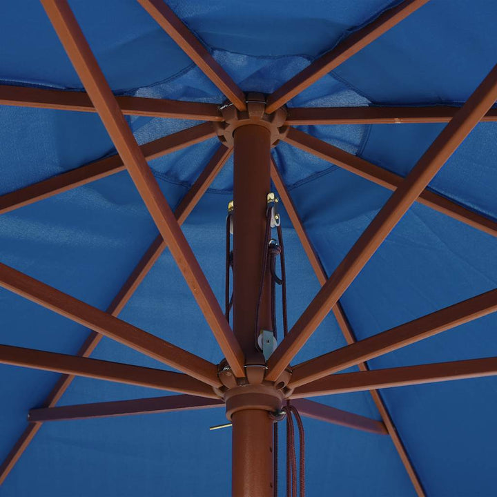 udendørs parasol med træstang 350 cm blå