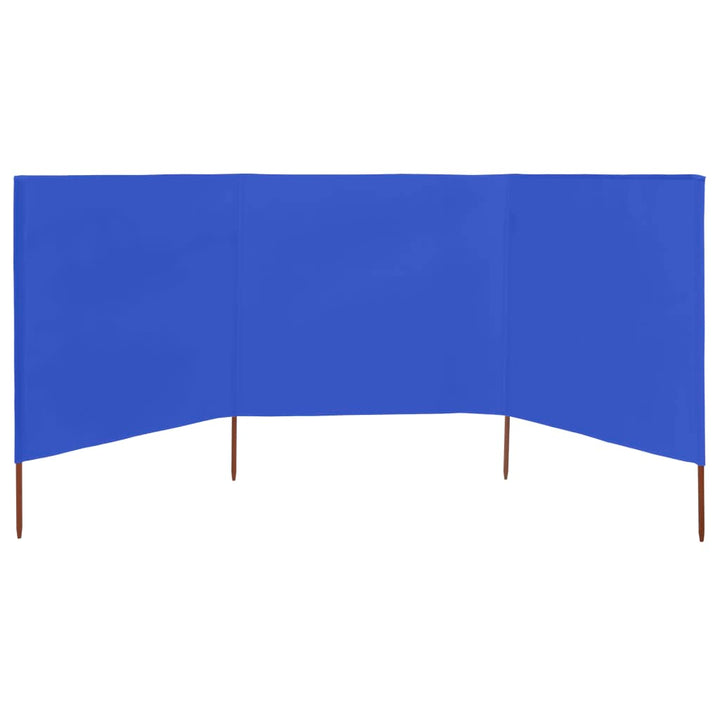 3-panels læsejl 400x80 cm stof azurblå