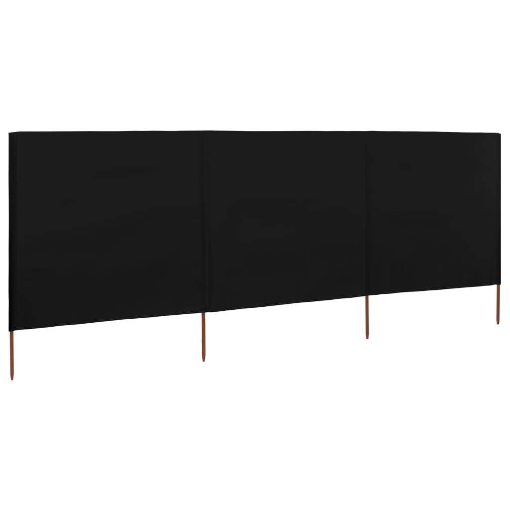 3-panels læsejl 400x120 cm stof sort