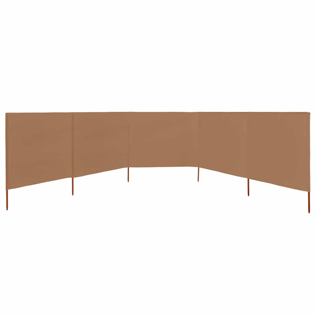 5-panels læsejl 600x80 cm stof gråbrun