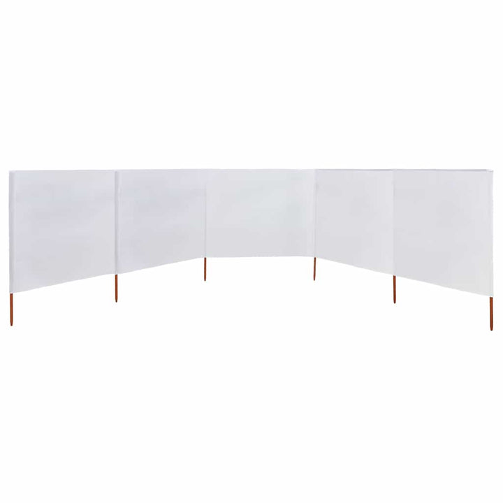 5-panels læsejl 600x120 cm stof sandhvid