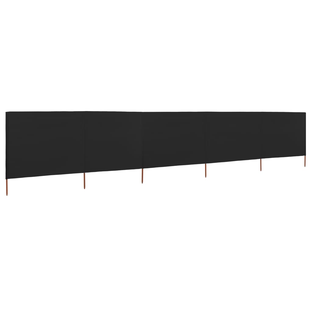 5-panels læsejl 600x120 cm stof sort