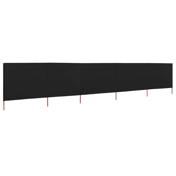 5-panels læsejl 600x120 cm stof sort