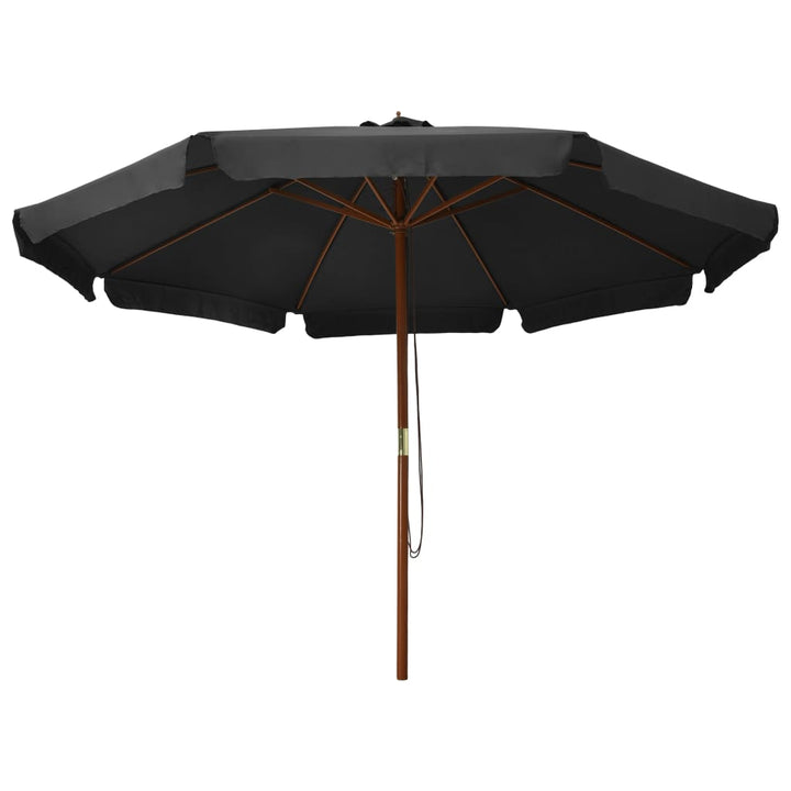 udendørs parasol med træstang 330 cm antracitgrå