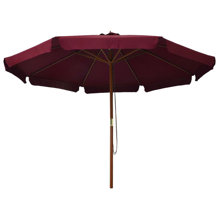 udendørs parasol med træstang 330 cm bordeauxfarvet