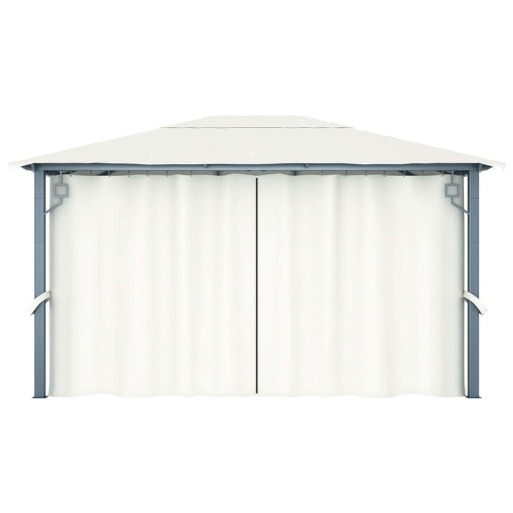 havepavillon med gardin 400x300 cm aluminium cremefarvet
