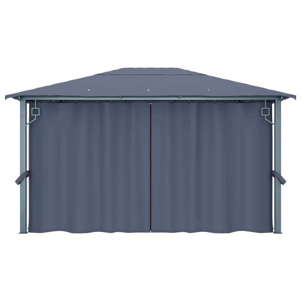 havepavillon med gardin 400x300 cm aluminium antracitgrå