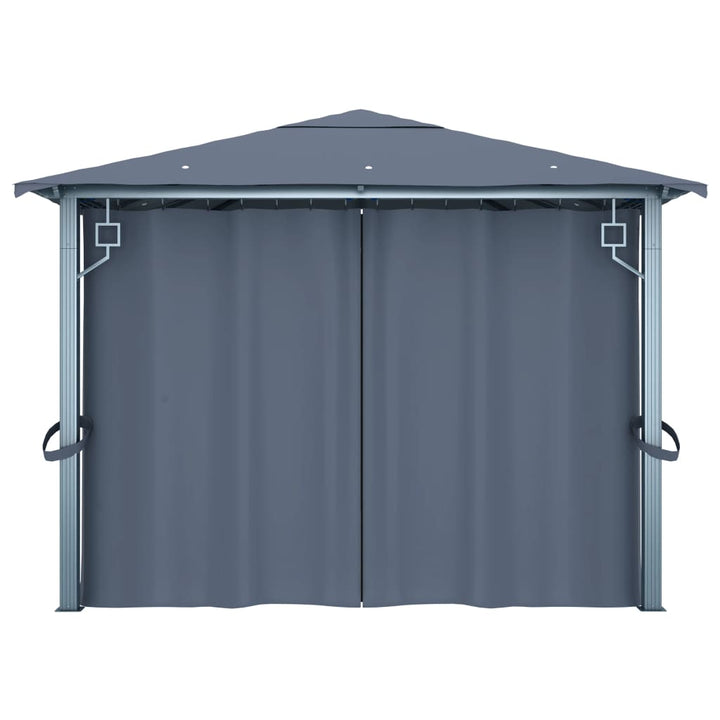 havepavillon med gardin 400x300 cm aluminium antracitgrå