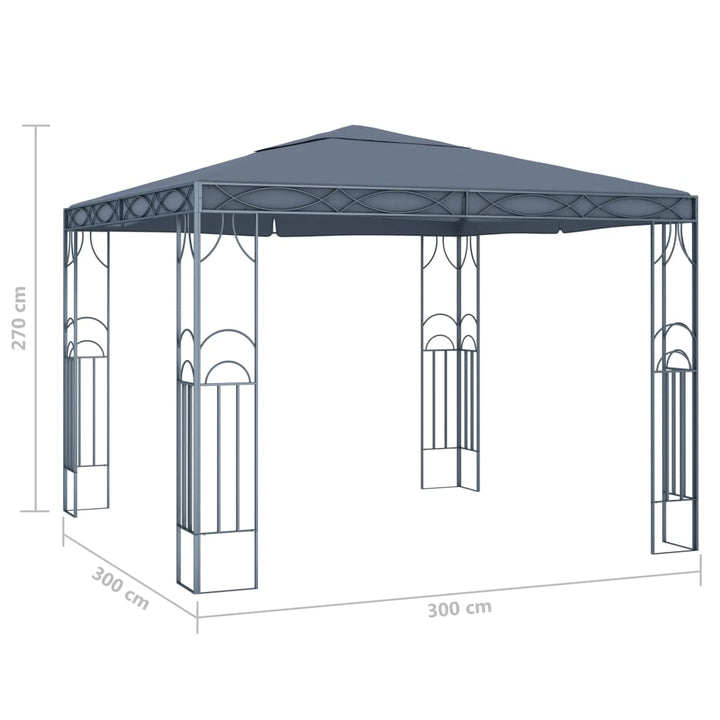 pavillon 300 x 300 cm antracitgrå