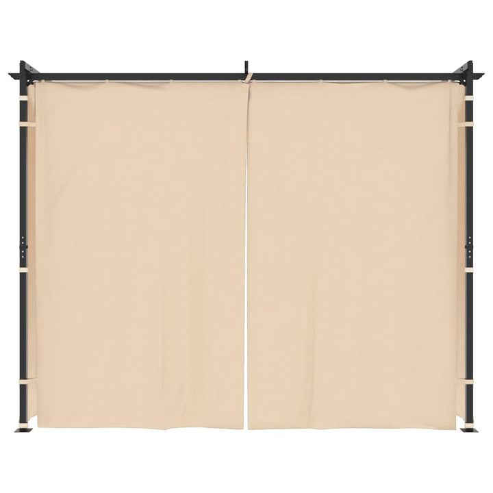 pavillon med gardiner 3x3 m stål cremefarvet