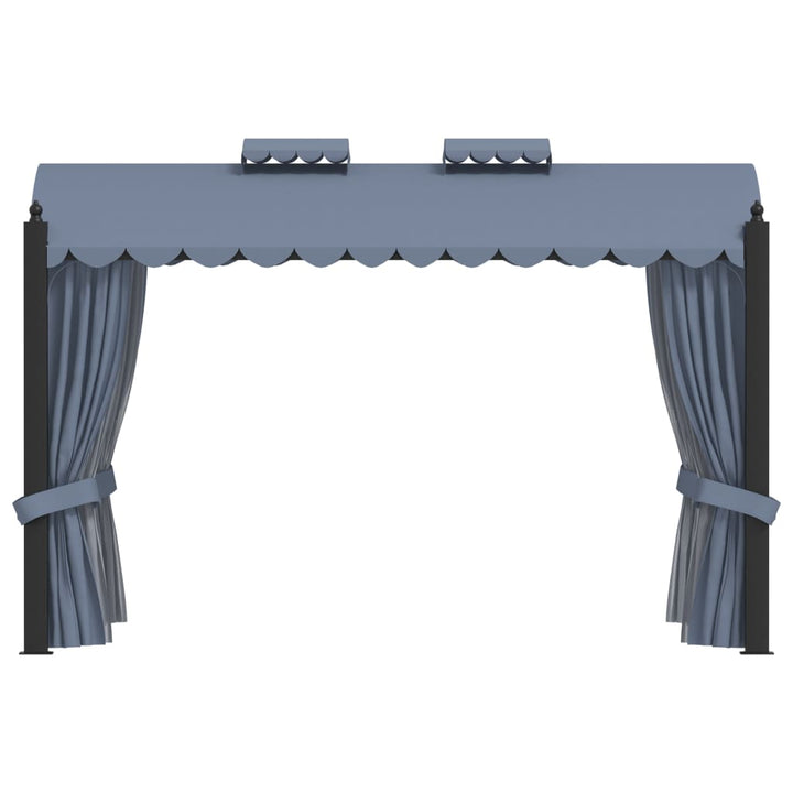 pavillon med gardiner 3x4 m stål antracitgrå