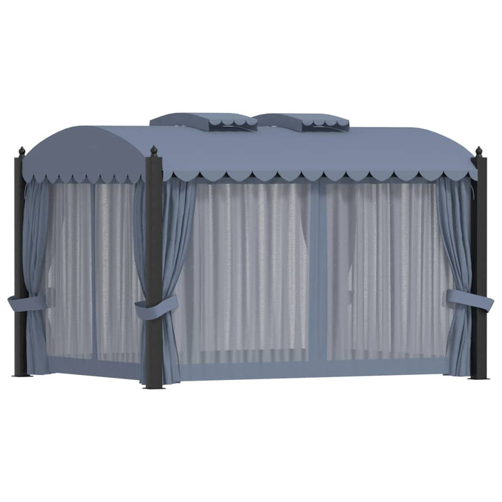 pavillon med gardiner 3x4 m stål antracitgrå