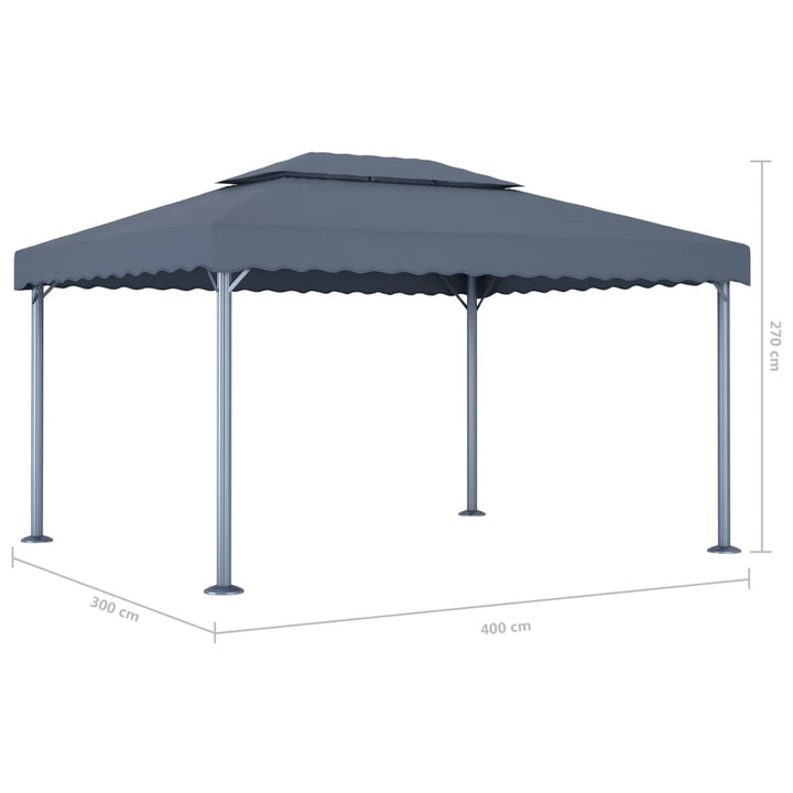 pavillon 400x300 cm aluminium antracitgrå
