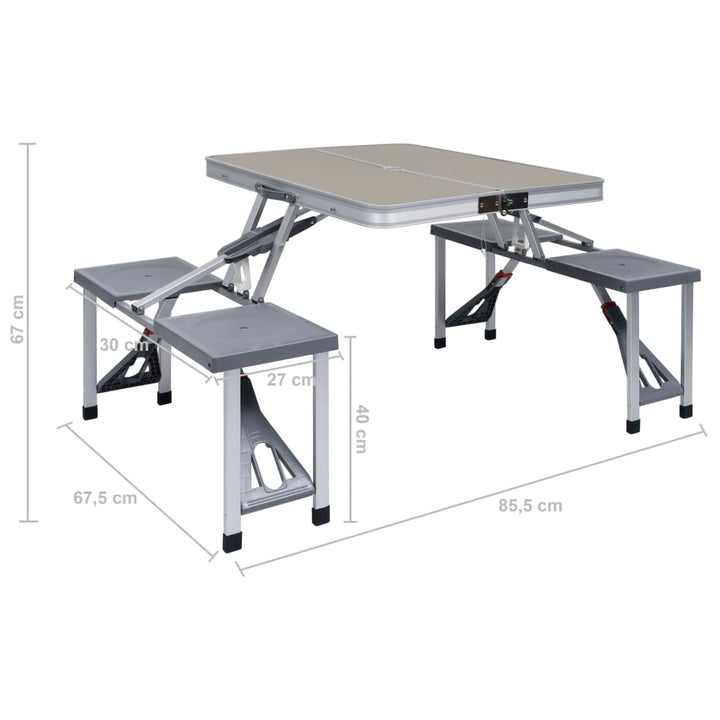foldbart campingbord med 4 siddepladser stål aluminium