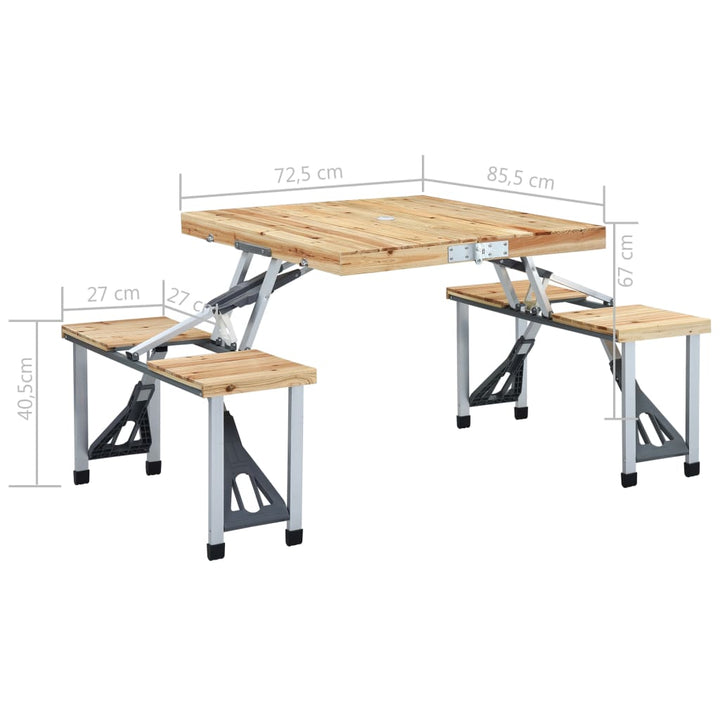 foldbart campingbord med 4 siddepladser stål aluminium