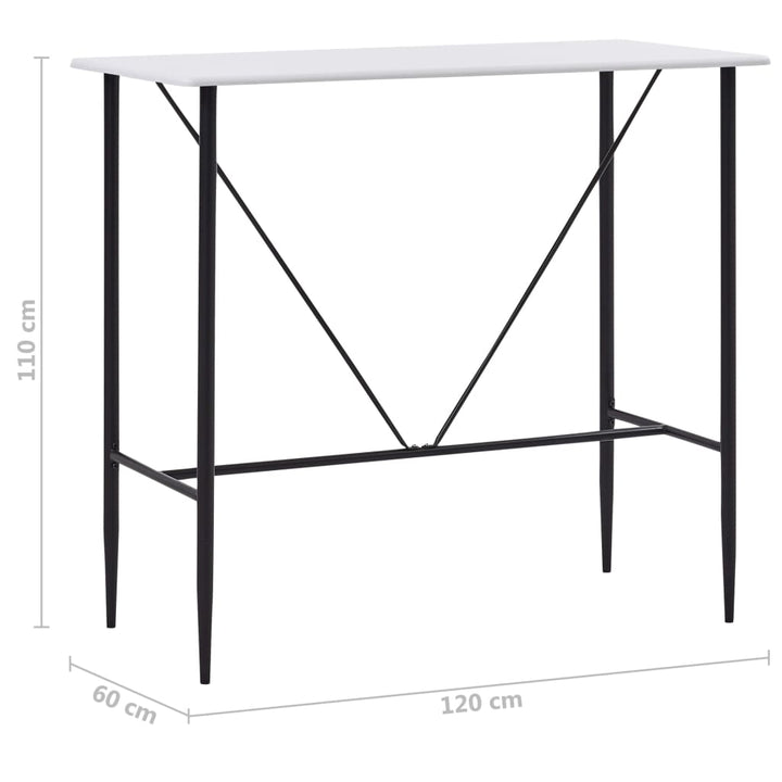 barbord 120 x 60 x 110 cm MDF hvid