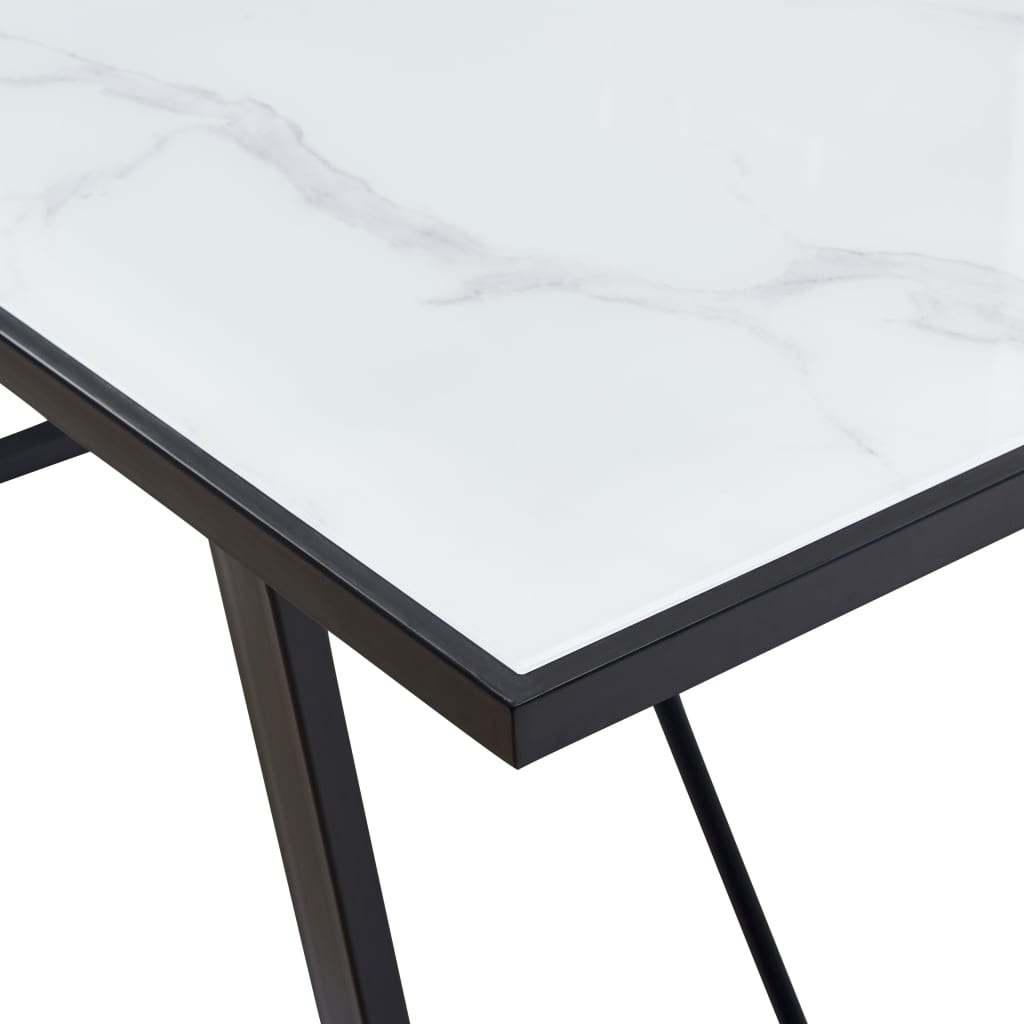 spisebord 160 x 80 x 75 cm hærdet glas hvid