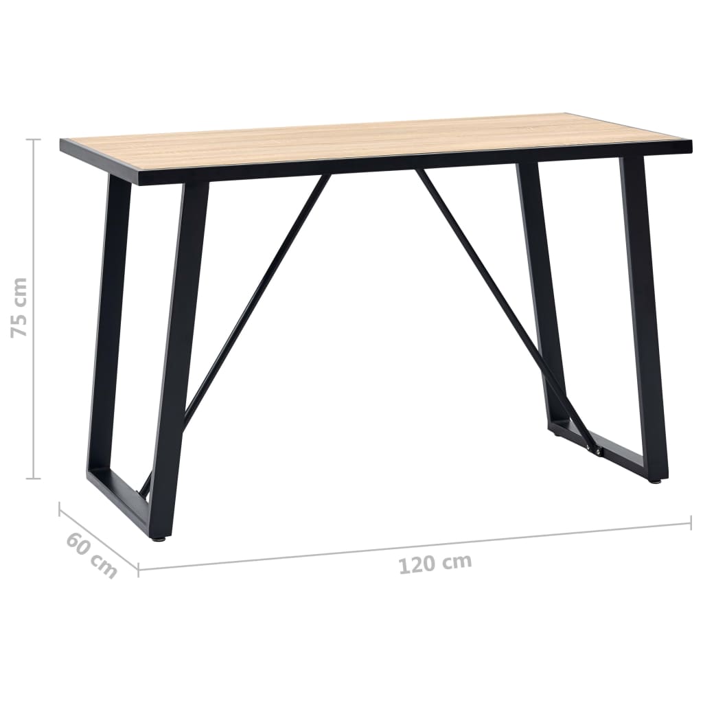 spisebord 120 x 60 x 75 cm MDF egetræsfarve