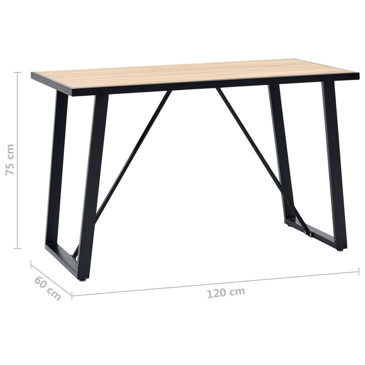 spisebord 120 x 60 x 75 cm MDF egetræsfarve