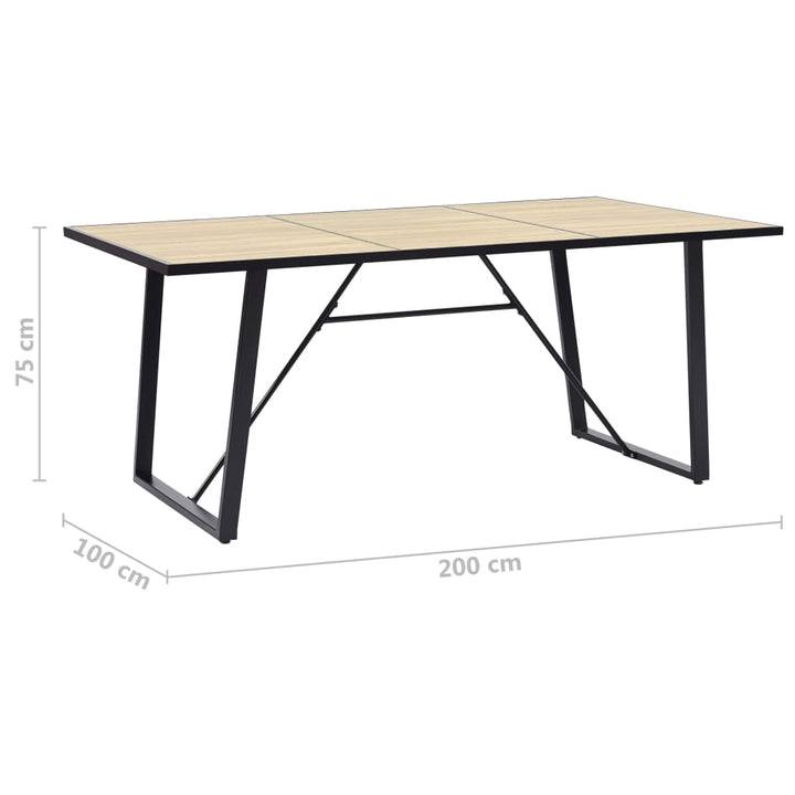 spisebord 200 x 100 x 75 cm MDF egetræsfarve