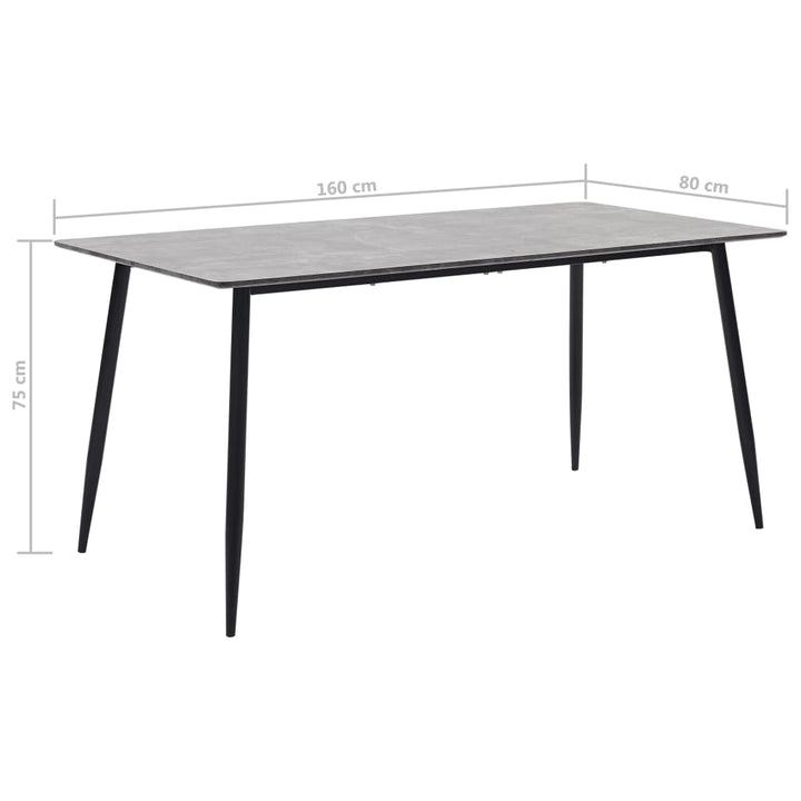 spisebord 160 x 80 x 75 cm MDF grå