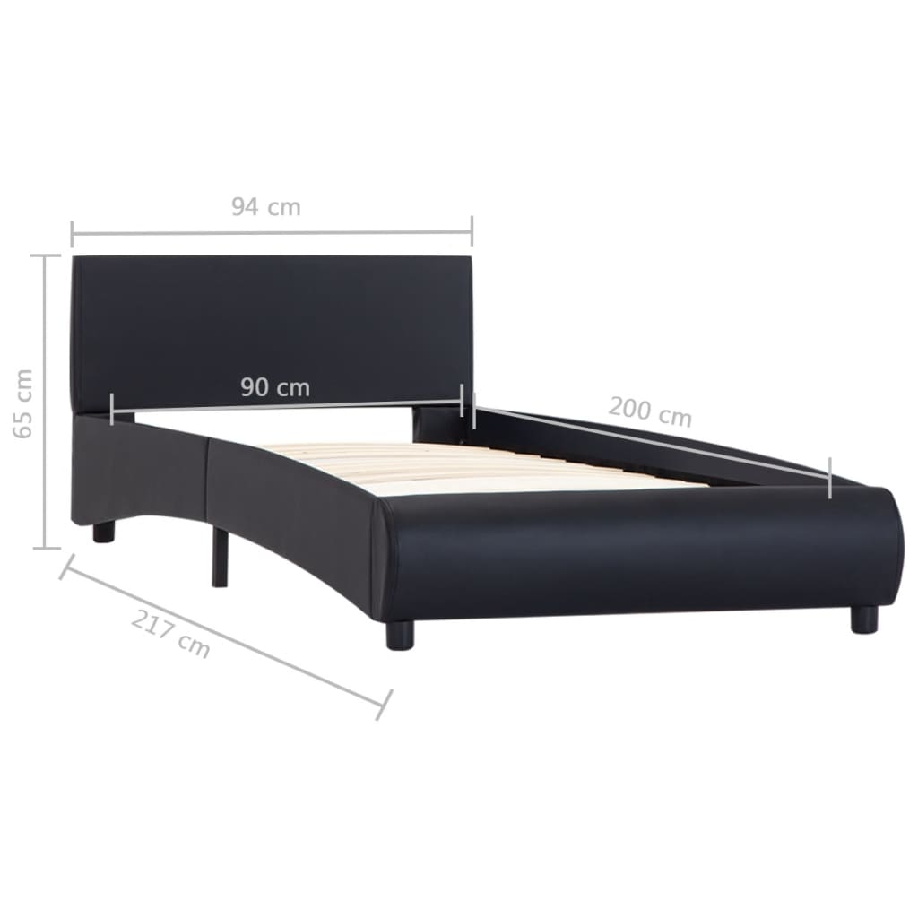 sengestel med LED 90x200 cm kunstlæder sort