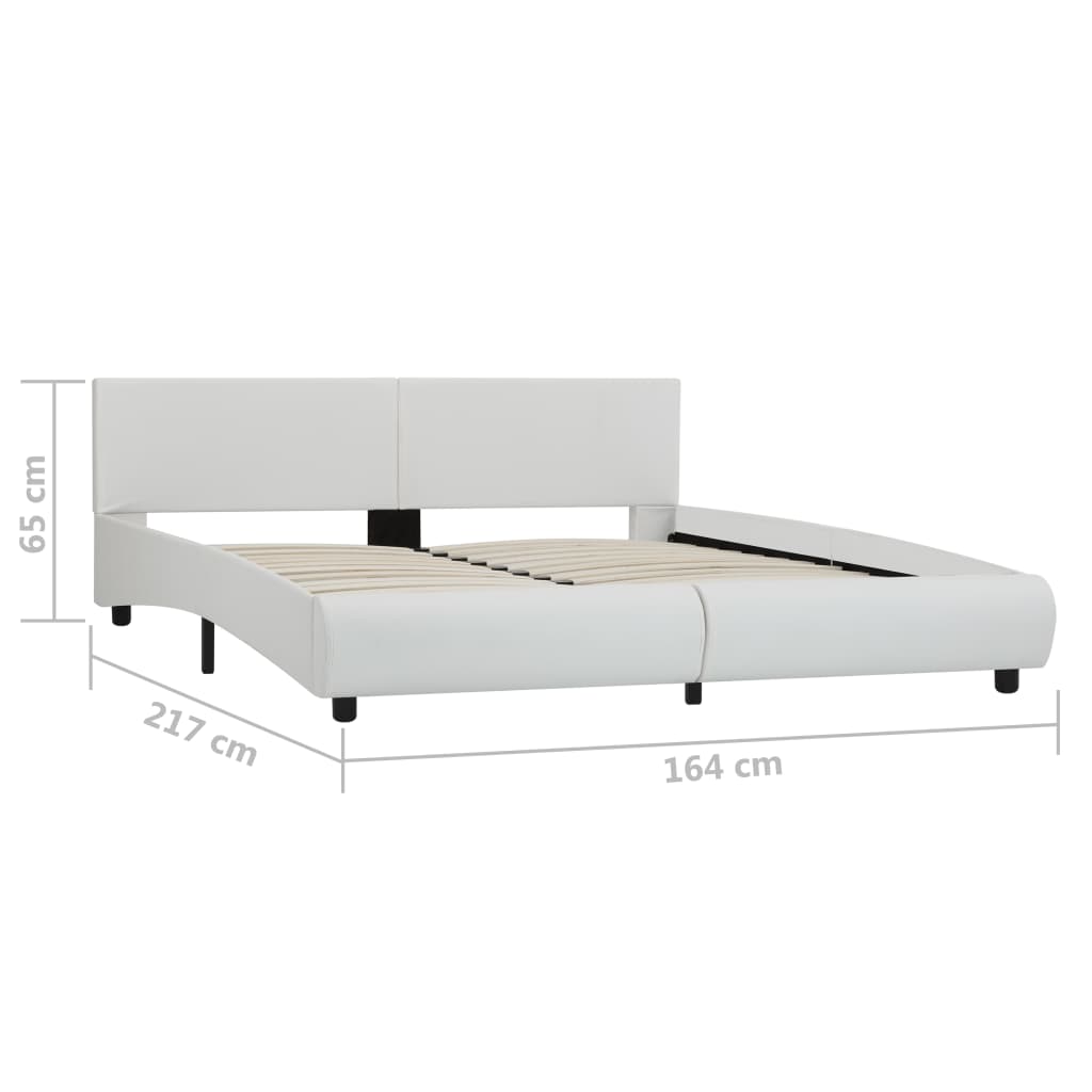 sengestel med LED 160x200 cm kunstlæder hvid