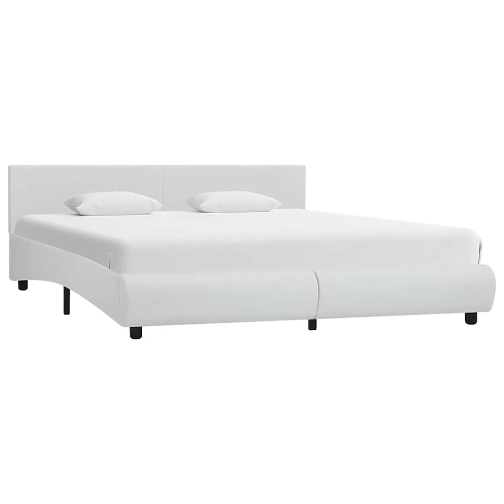 sengestel med LED 180x200 cm kunstlæder hvid