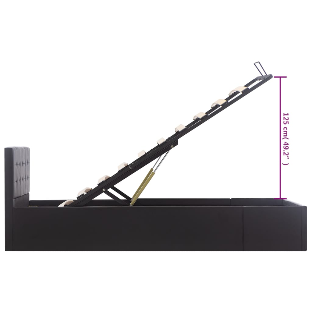 hydraulisk opbevaringsseng 90x200 cm kunstlæder sort