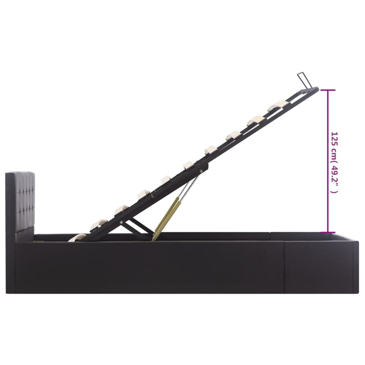 hydraulisk opbevaringsseng 90x200 cm kunstlæder sort