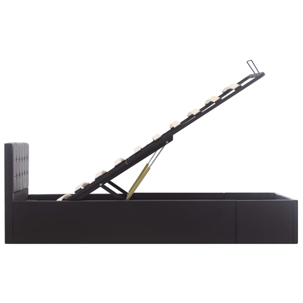 hydraulisk opbevaringsseng 90x200 cm kunstlæder sort