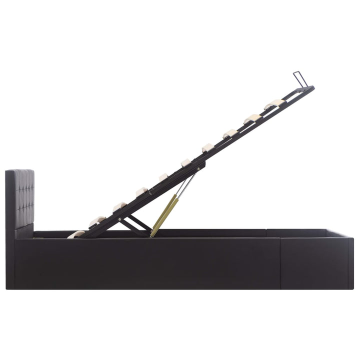 hydraulisk opbevaringsseng 90x200 cm kunstlæder sort