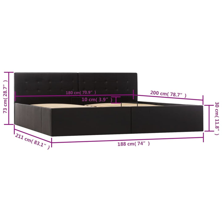 sengeramme uden madras med hydraulisk opbevaring 180x200cm sort