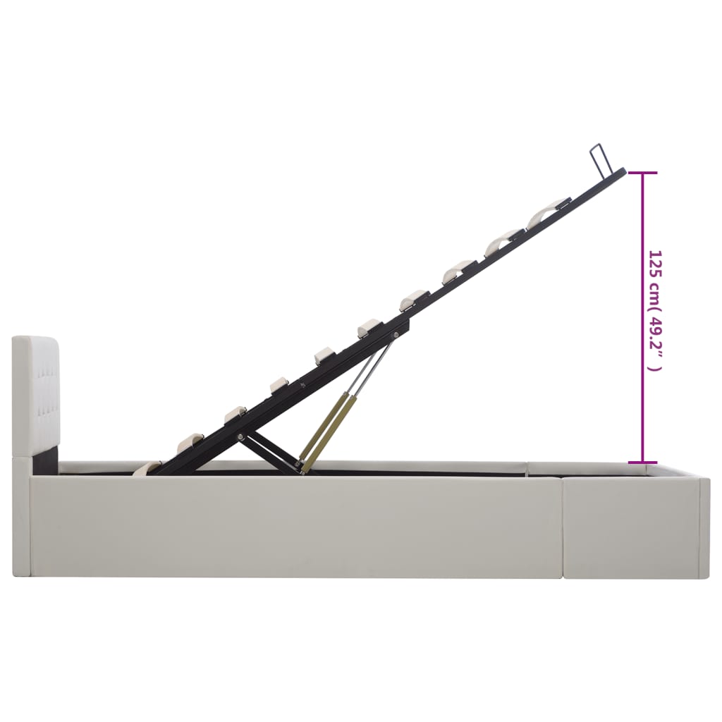 hydraulisk opbevaringsseng 90 x 200 cm kunstlæder hvid