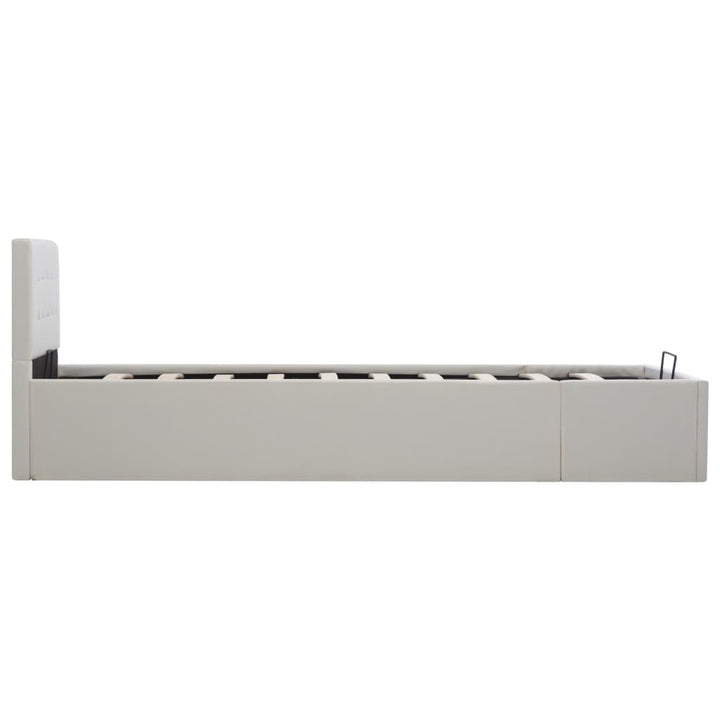 hydraulisk opbevaringsseng 90 x 200 cm kunstlæder hvid