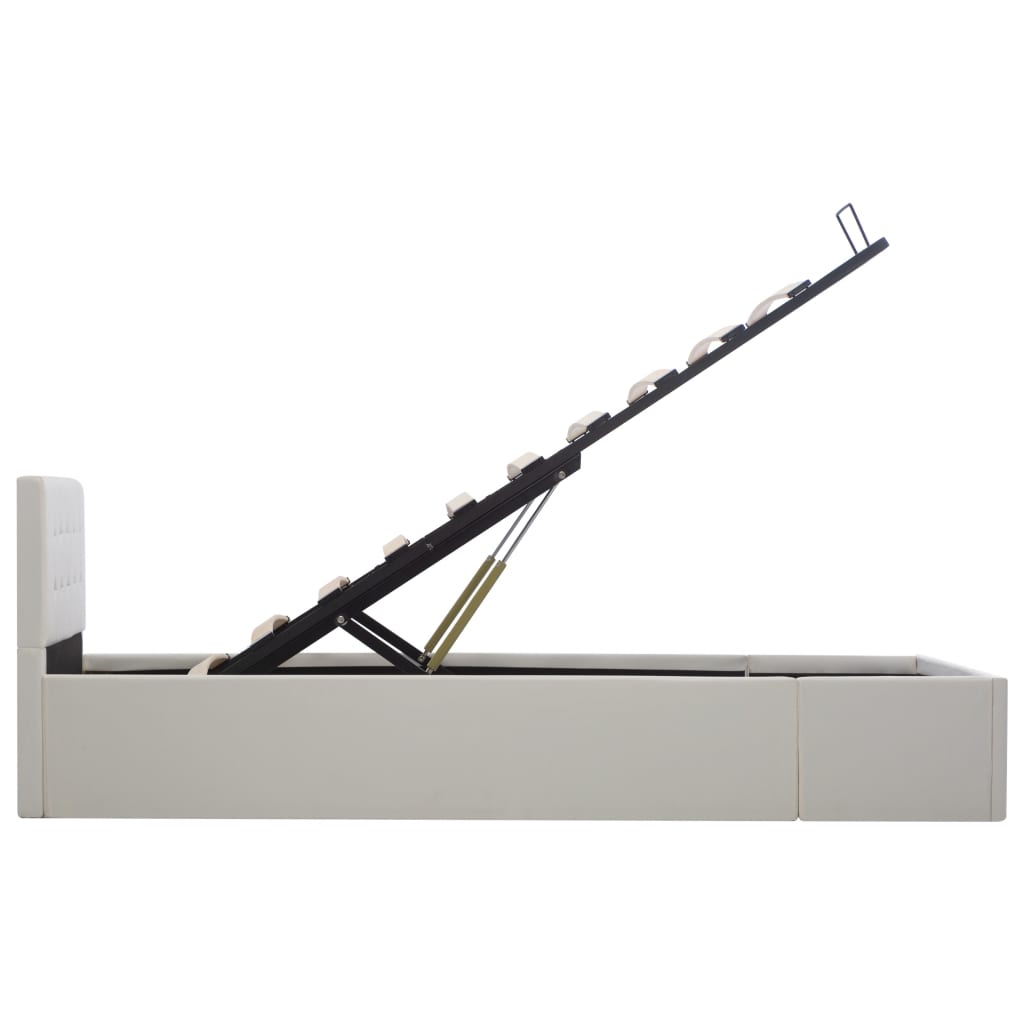 hydraulisk opbevaringsseng 100 x 200 cm kunstlæder hvid