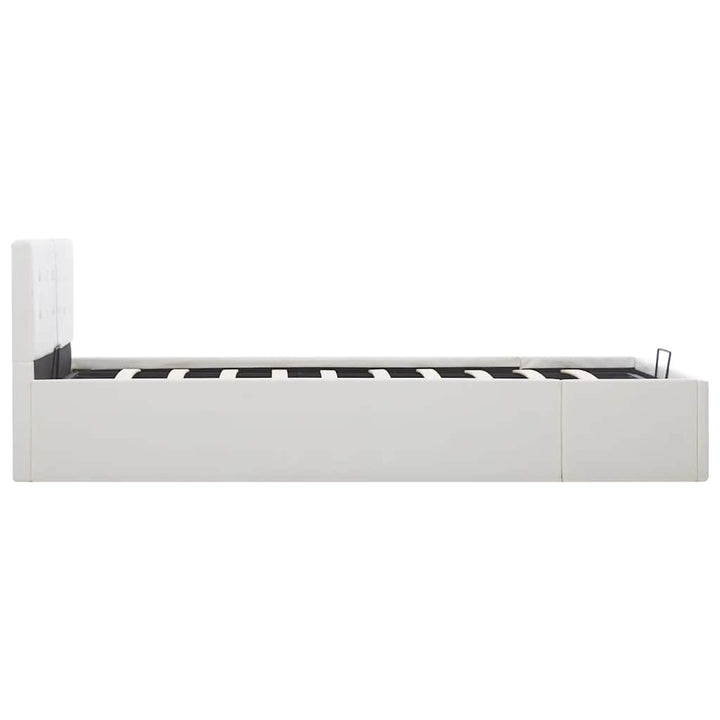 hydraulisk opbevaringsseng 120 x 200 cm kunstlæder hvid