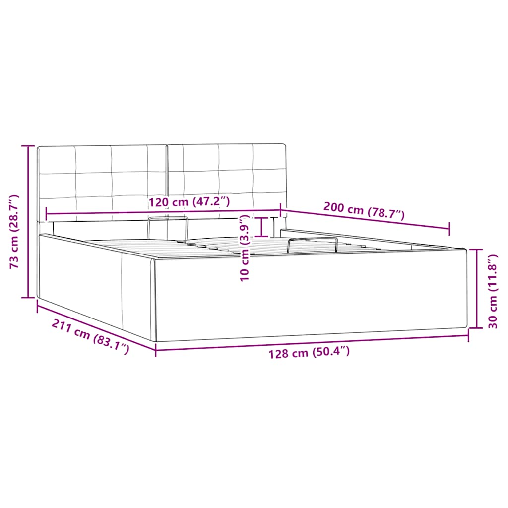 hydraulisk opbevaringsseng 120 x 200 cm kunstlæder hvid