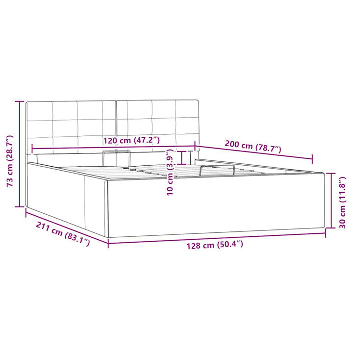 hydraulisk opbevaringsseng 120 x 200 cm kunstlæder hvid