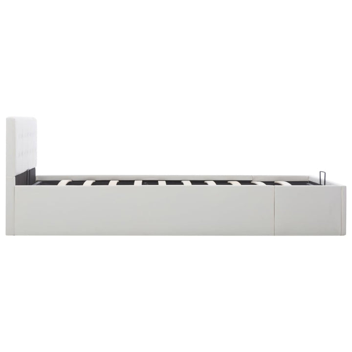 hydraulisk opbevaringsseng 140 x 200 cm kunstlæder hvid