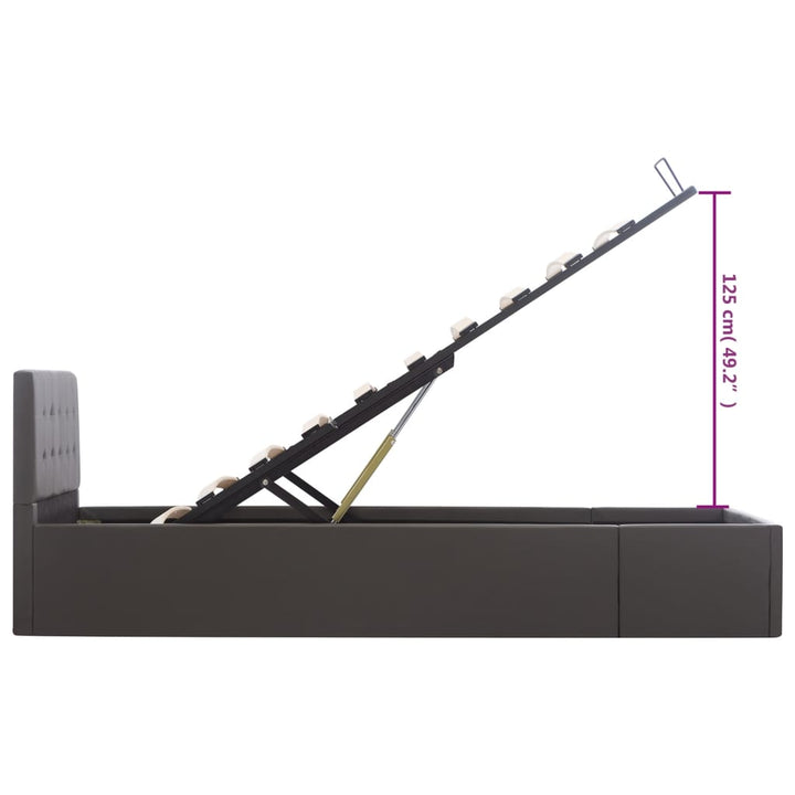 hydraulisk opbevaringsseng 90x200 cm kunstlæder grå