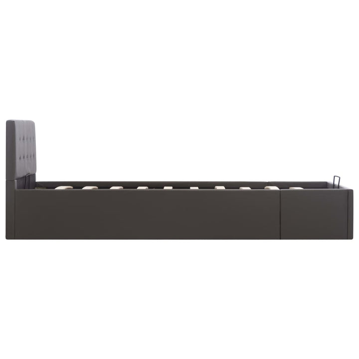 hydraulisk opbevaringsseng 90x200 cm kunstlæder grå