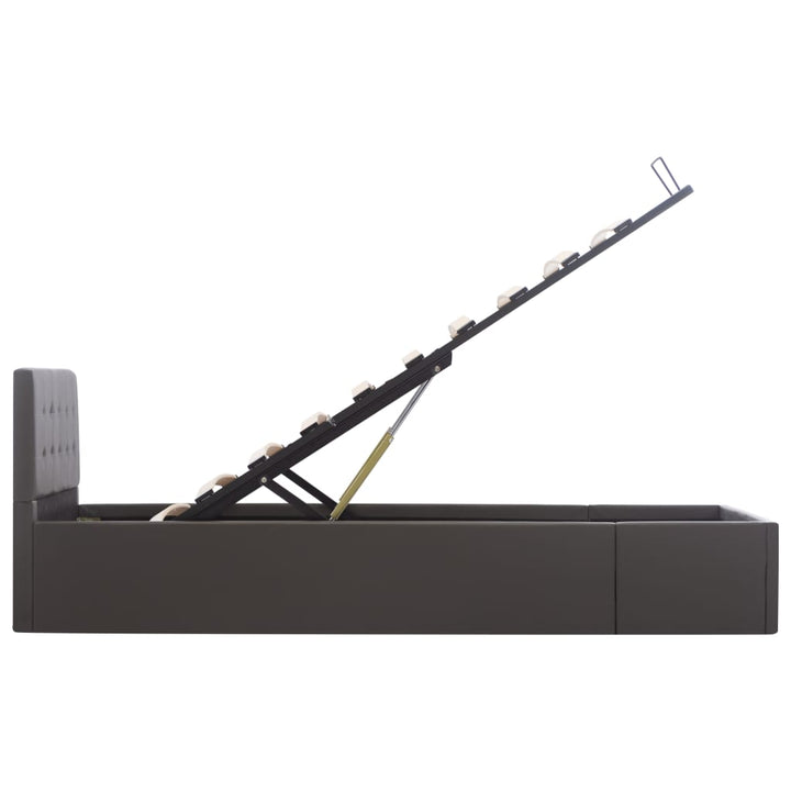 hydraulisk opbevaringsseng 90x200 cm kunstlæder grå