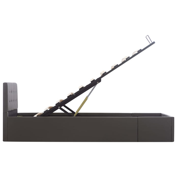 hydraulisk opbevaringsseng 100 x 200 cm kunstlæder grå