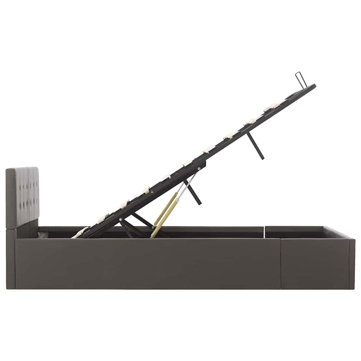 hydraulisk opbevaringsseng 120 x 200 cm kunstlæder grå
