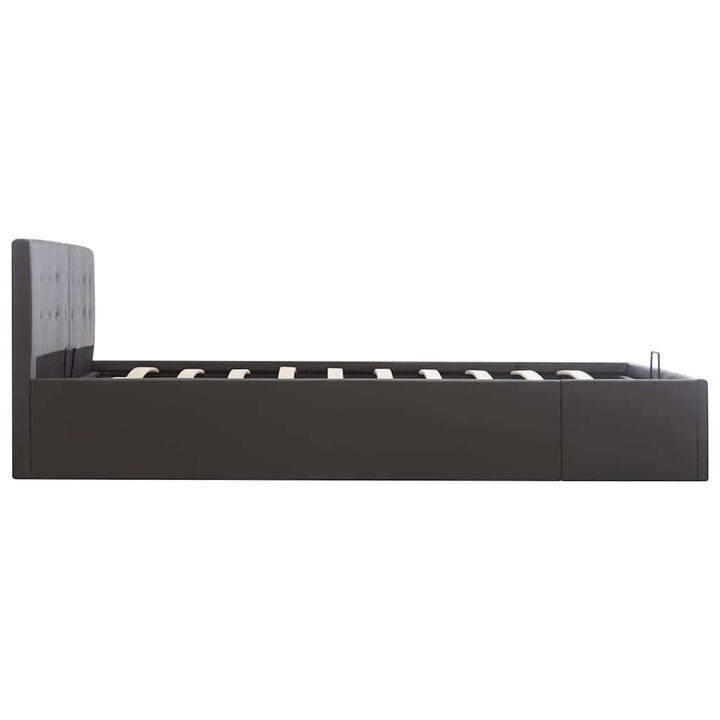 hydraulisk opbevaringsseng 160 x 200 cm kunstlæder grå